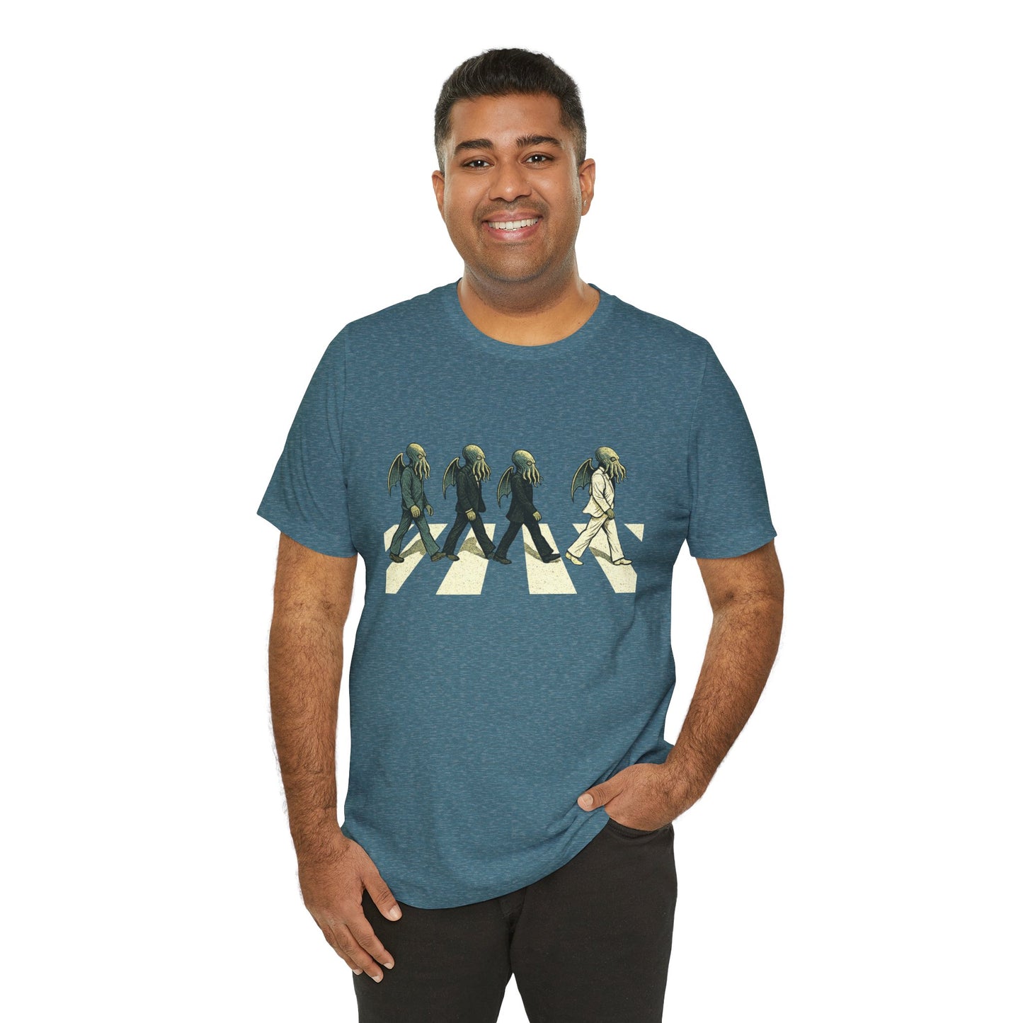 Cthulhu Crossing T-Shirt – Beatles Abbey Road Parody Tee | WhimSpin