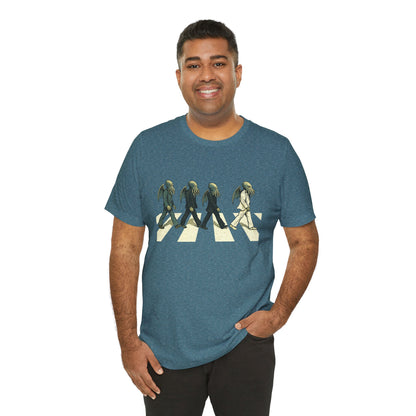 Cthulhu Crossing T-Shirt – Beatles Abbey Road Parody Tee | WhimSpin