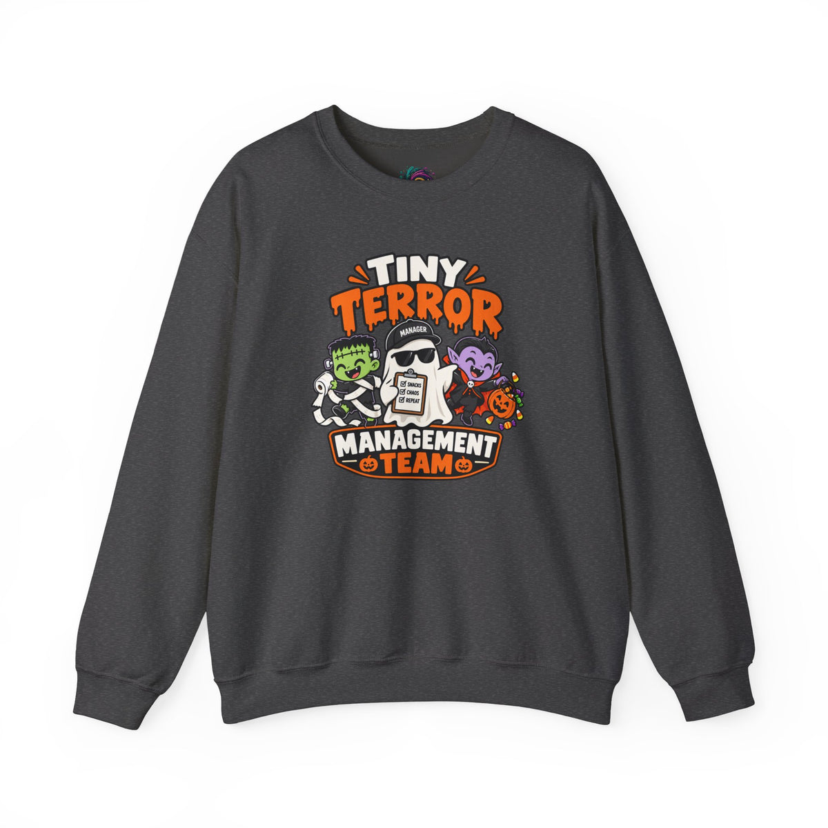 Tiny Terror Management Team Sweatshirt – Funny Halloween Parent Crewneck