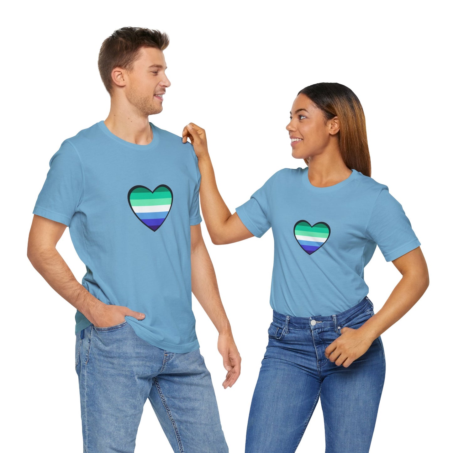 Gay Men’s Pride Flag Heart T-Shirt – LGBTQ+ Flag Design on Unisex Tee