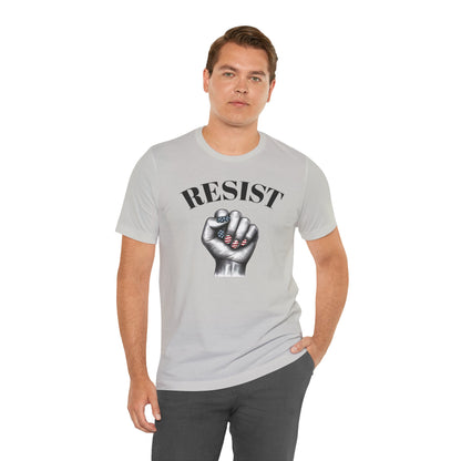 Resist Feminist Power Fist Tee – USA Flag Nails Protest Shirt