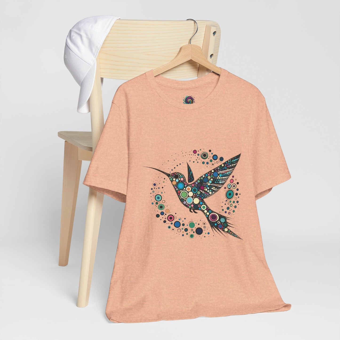 Hummingbird Dot Art T-Shirt – Colorful Nature-Inspired Graphic Tee