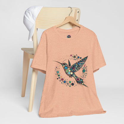 Hummingbird Dot Art T-Shirt – Colorful Nature-Inspired Graphic Tee