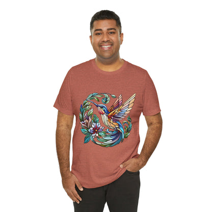 Stained Glass Hummingbird Tee – Vibrant Nature Shirt - WhimSpin - https://whimspin.com