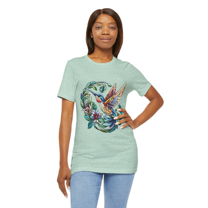 Stained Glass Hummingbird Tee – Vibrant Nature Shirt - WhimSpin - https://whimspin.com