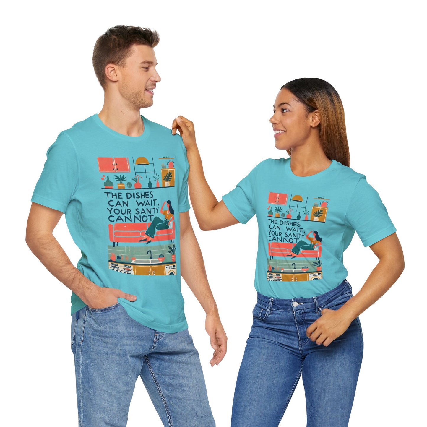The Dishes Can Wait Graphic Tee – Funny Self-Care Comfort Shirt