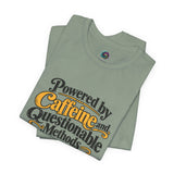 Sage green T-shirt with colorful 