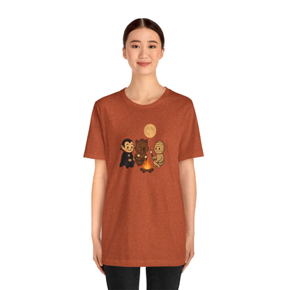 Halloween Monsters Campfire T-Shirt – Cute Monster Shirt with Roasting Marshmallows