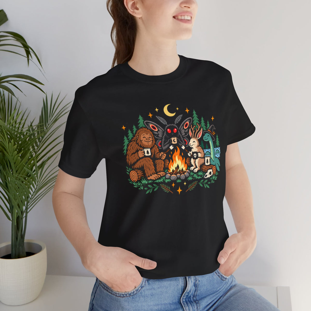 Cryptid Campfire T-Shirt – Bigfoot, Mothman & Nessie Tee