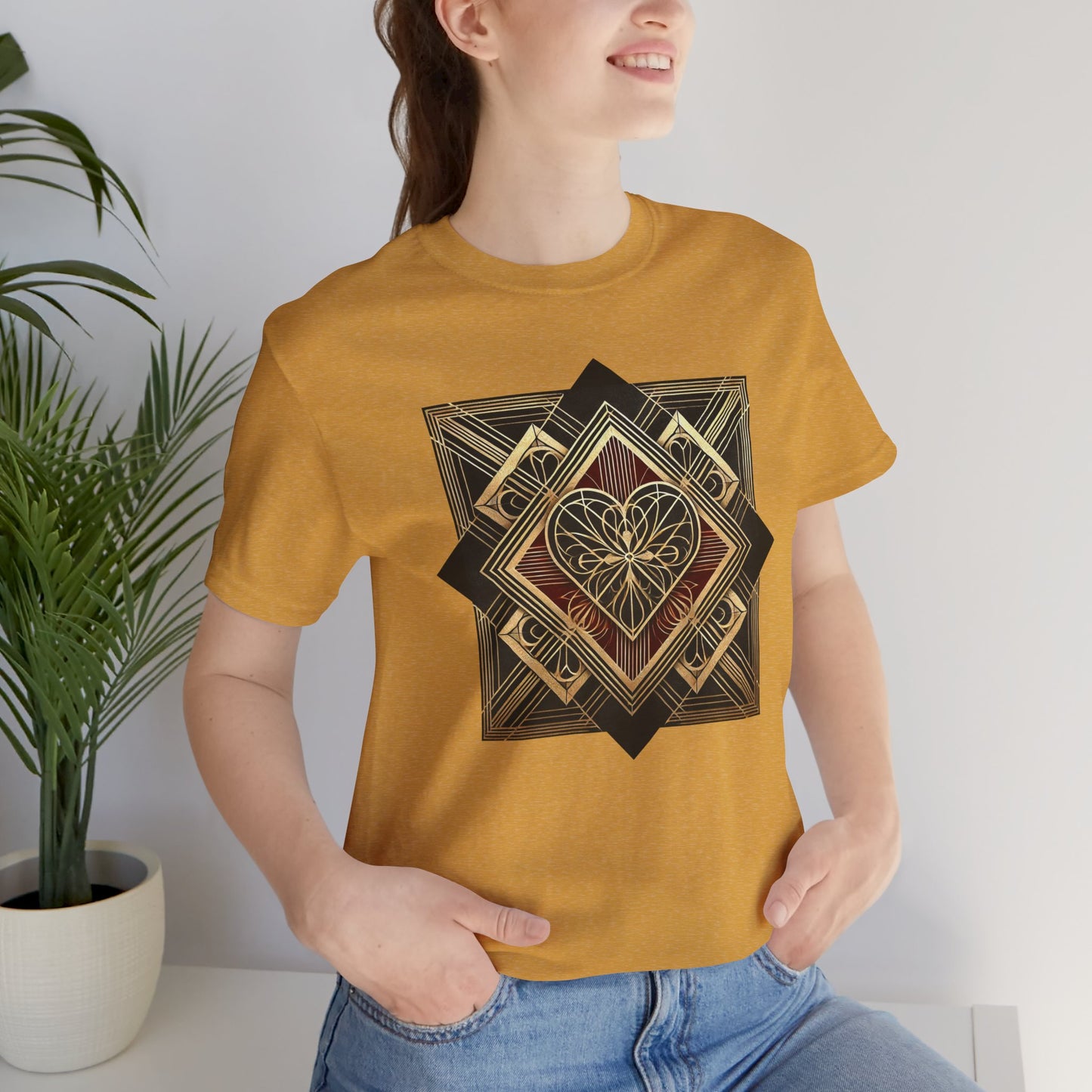 Art Deco Heart T-Shirt – Romantic Valentine's Day Graphic Tee