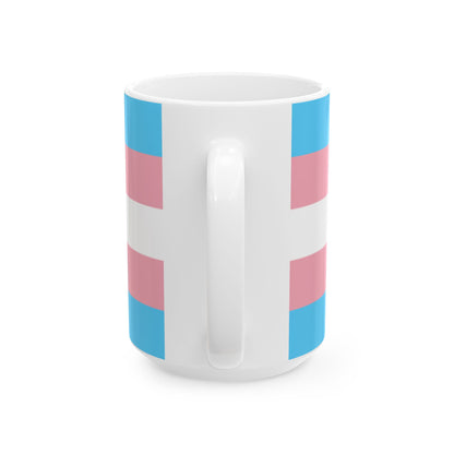 Transgender Pride Flag Cup – Blue, Pink & White LGBTQ+ Ceramic Mug