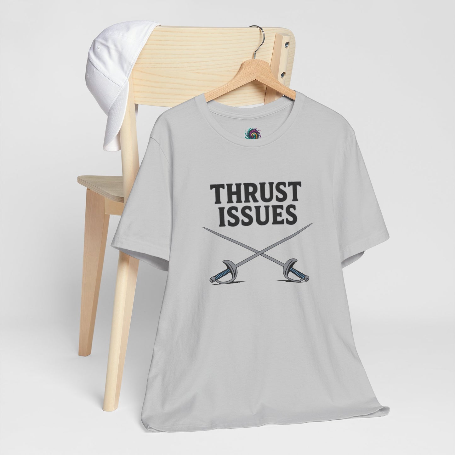 Thrust Issues Fencing T-Shirt – Funny Saber Shirt for Fencers & Pun Lovers