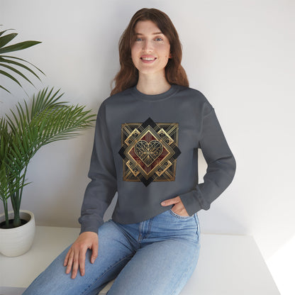Art Deco Heart Sweatshirt – Romantic Valentine's Day Pullover