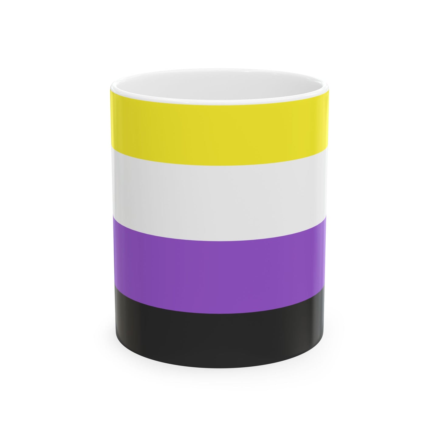 Nonbinary Pride Flag Cup – Yellow, White, Purple & Black LGBTQ+ Ceramic Mug