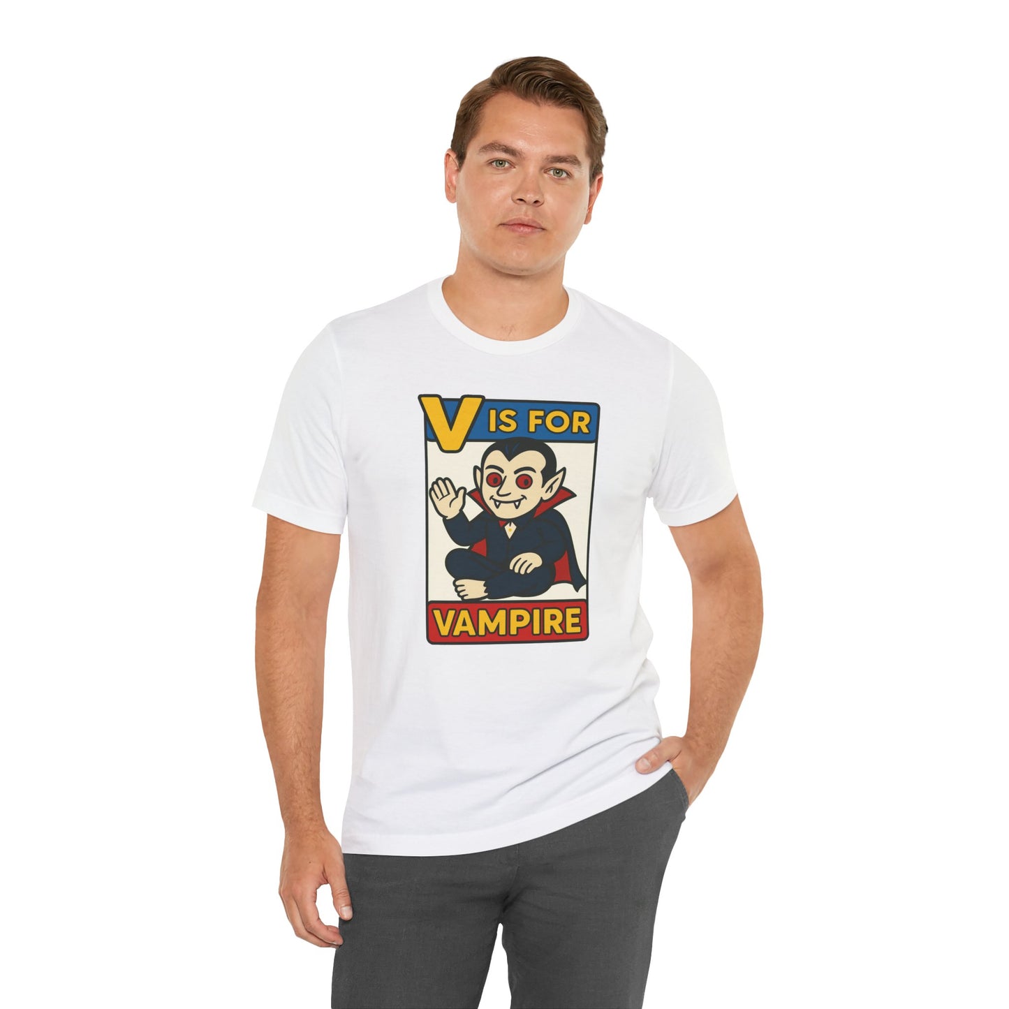 V is for Vampire T-Shirt – Funny Halloween Legend Alphabet Tee