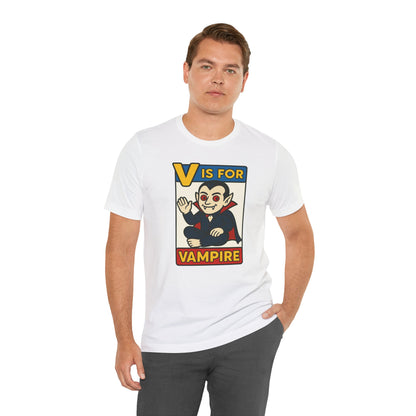 V is for Vampire T-Shirt – Funny Halloween Legend Alphabet Tee