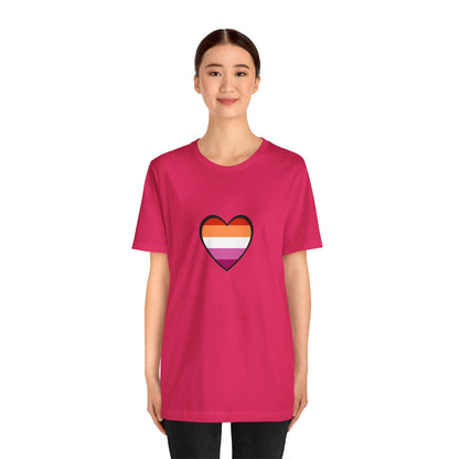 Lesbian Flag Heart T-Shirt – Bold LGBTQ+ Graphic Tee