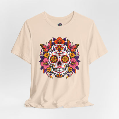 Floral Sugar Skull T-Shirt – Colorful Día de los Muertos Inspired Tee