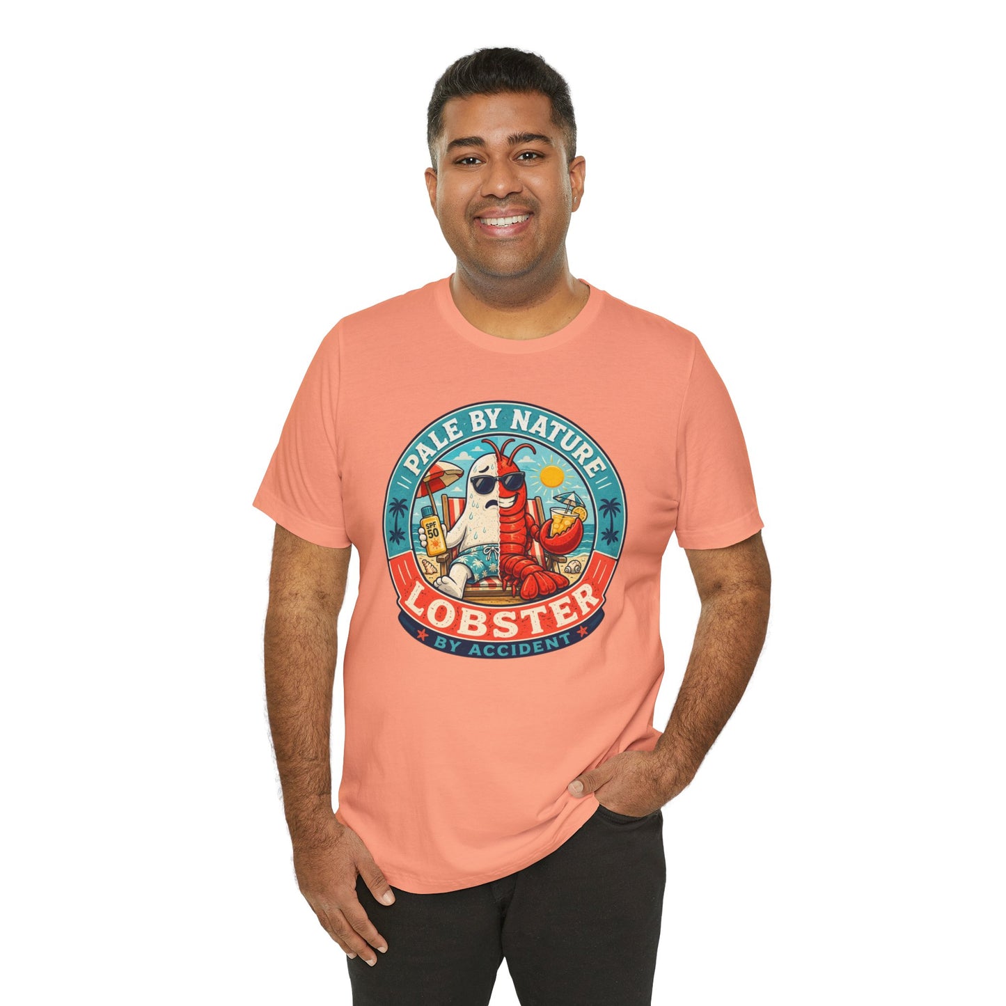 Pale by Nature Lobster by Accident T-Shirt – Funny Sunburn Summer Graphic Tee