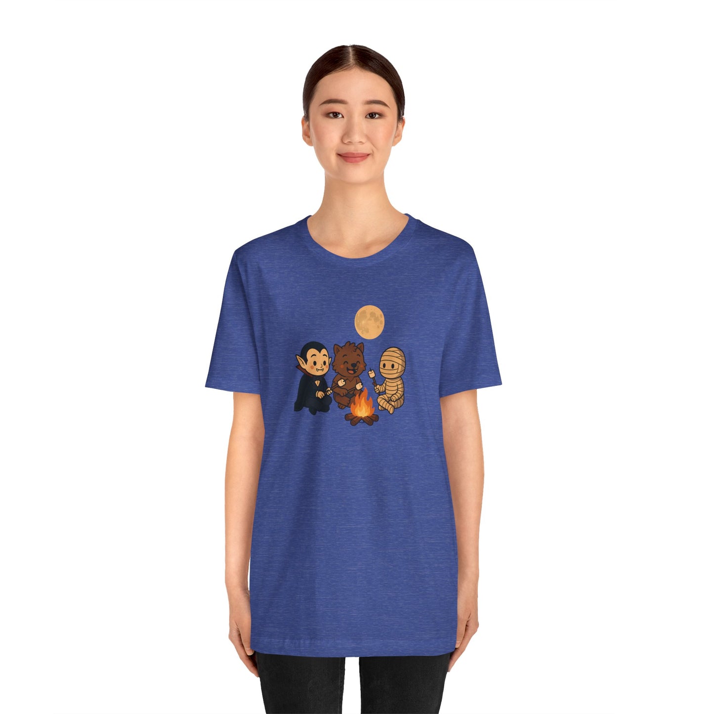 Halloween Monsters Campfire T-Shirt – Cute Monster Shirt with Roasting Marshmallows