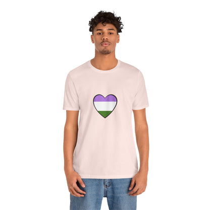 Genderqueer Flag Heart T-Shirt – Unisex LGBTQ+ Graphic Tee