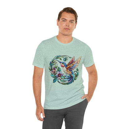 Stained Glass Hummingbird Tee – Vibrant Nature Shirt - WhimSpin - https://whimspin.com