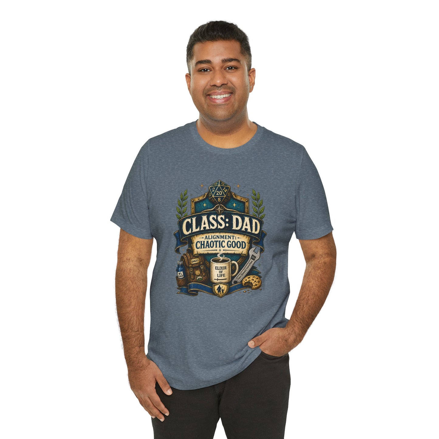 Chaotic Good Dad T-Shirt – RPG Gamer Dad Graphic Tee
