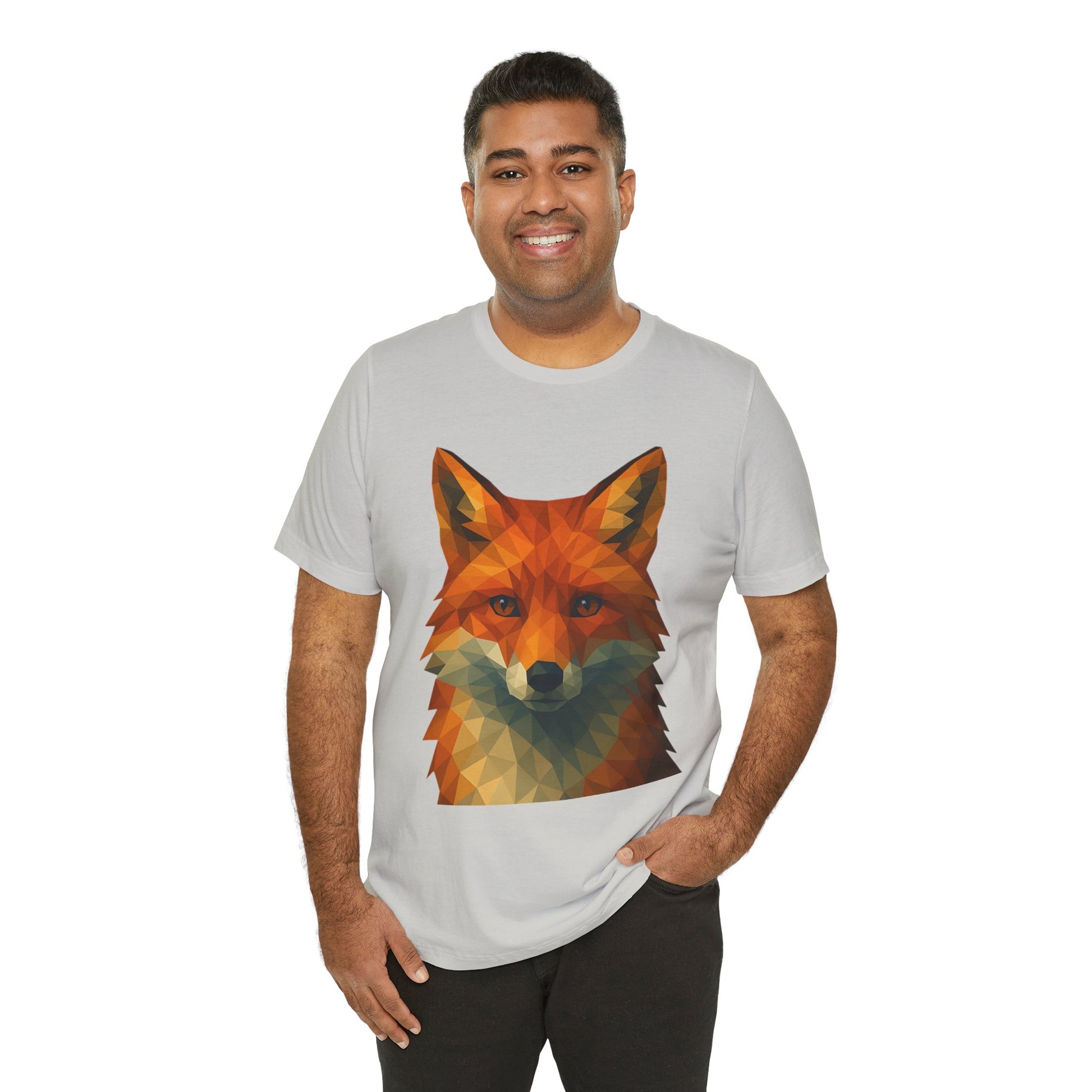 Geometric Fox T-Shirt – Polygon Animal Tee with Nature Vibes - WhimSpin - https://whimspin.com