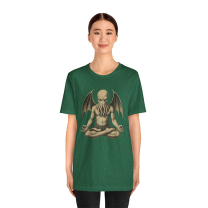 Meditating Cthulhu Shirt – Unisex Mythos Tee for Sci-Fi & Festival Fans