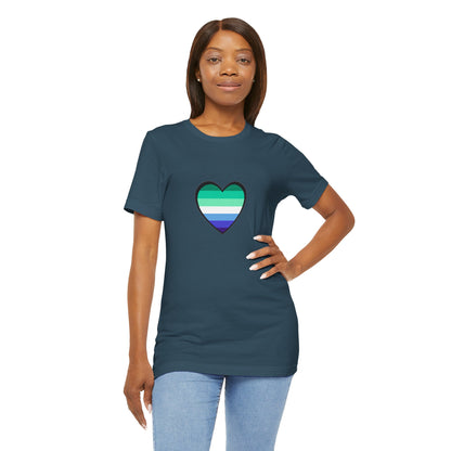 Gay Men’s Pride Flag Heart T-Shirt – LGBTQ+ Flag Design on Unisex Tee
