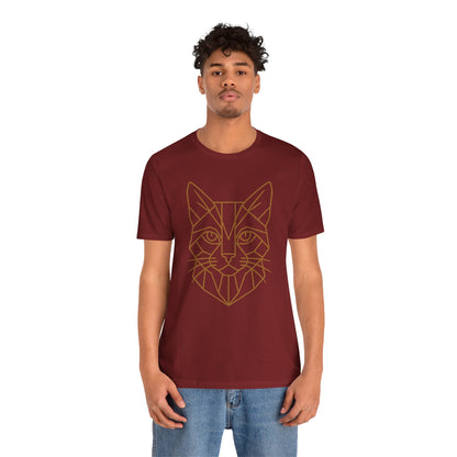 Geometric Cat T-Shirt – Minimalist Line Art Tee
