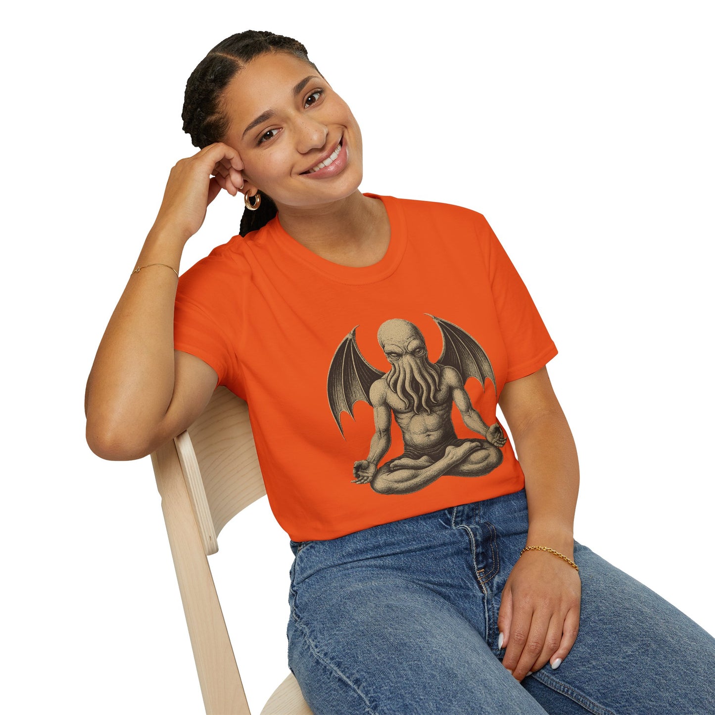 Meditating Cthulhu T-Shirt – Unisex Mythos Tee for Sci-Fi & Festival Fans - WhimSpin - https://whimspin.com