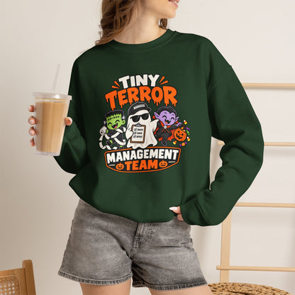 Tiny Terror Management Team Sweatshirt – Funny Halloween Parent Crewneck