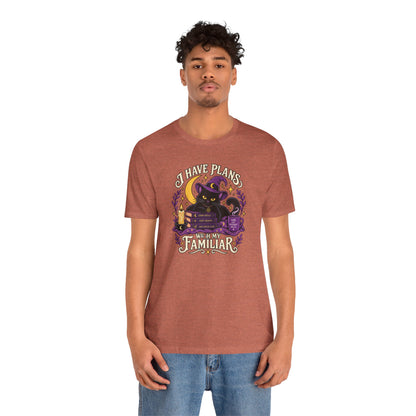 I Have Plans With My Familiar T-Shirt - Funny Witchy Introvert Cat Tee