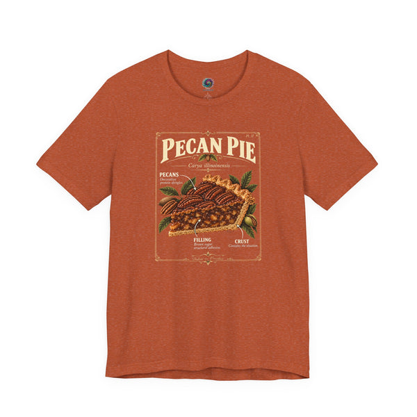 Rust orange pecan pie graphic T-shirt with front illustration and crew neck