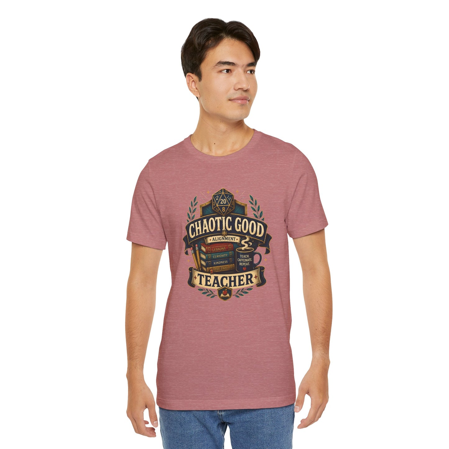 Chaotic Good Teacher T-Shirt – RPG Teacher Graphic Tee