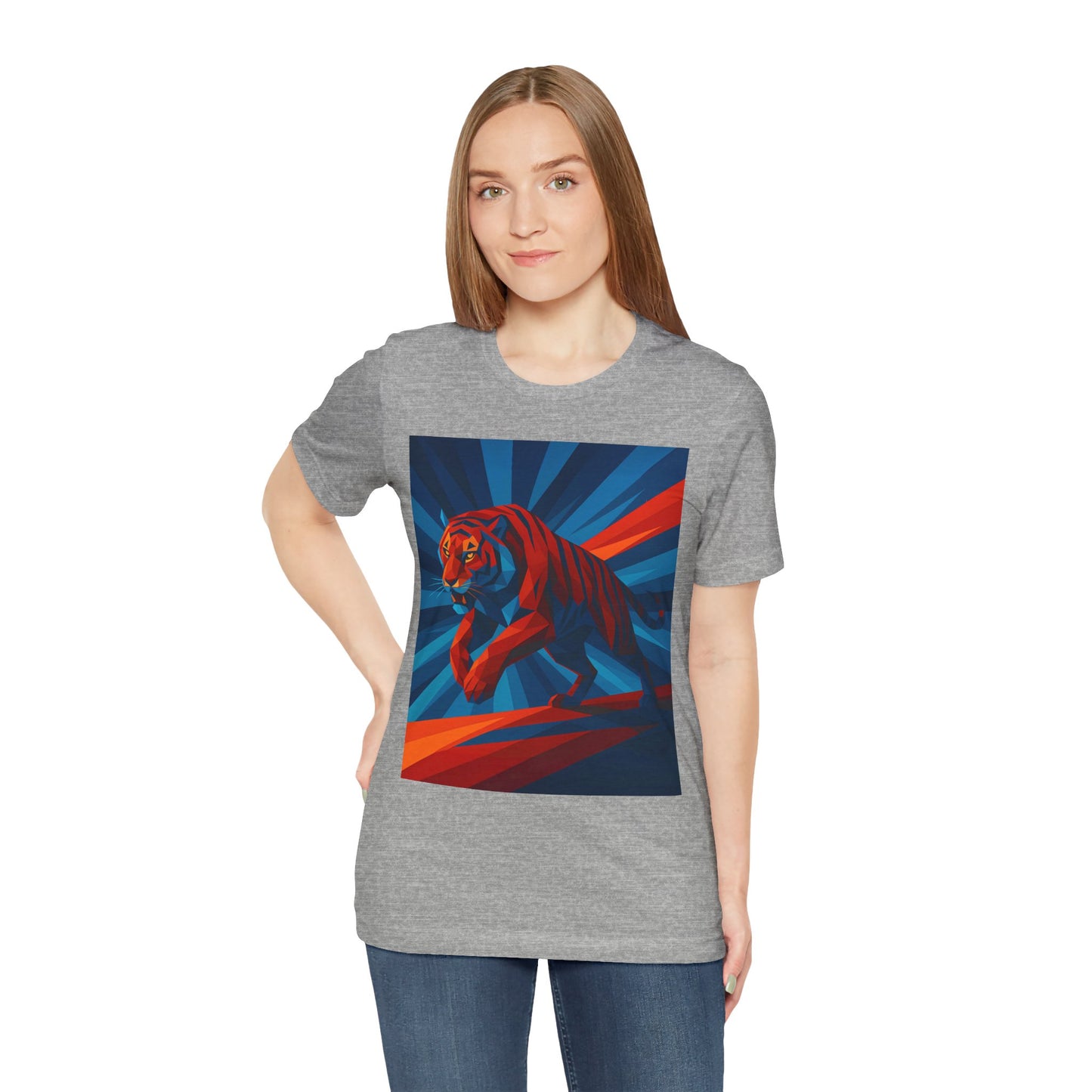 Geometric Tiger T-Shirt – Bold Jungle Animal Tee in Abstract Style - WhimSpin - https://whimspin.com