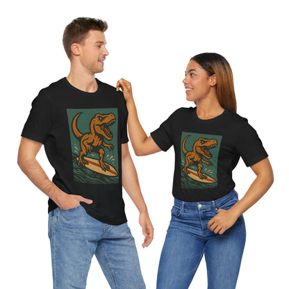 Surfing T-Rex T-Shirt – Funny Dinosaur Surfing Graphic Tee