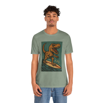 Surfing T-Rex T-Shirt – Funny Dinosaur Surfing Graphic Tee