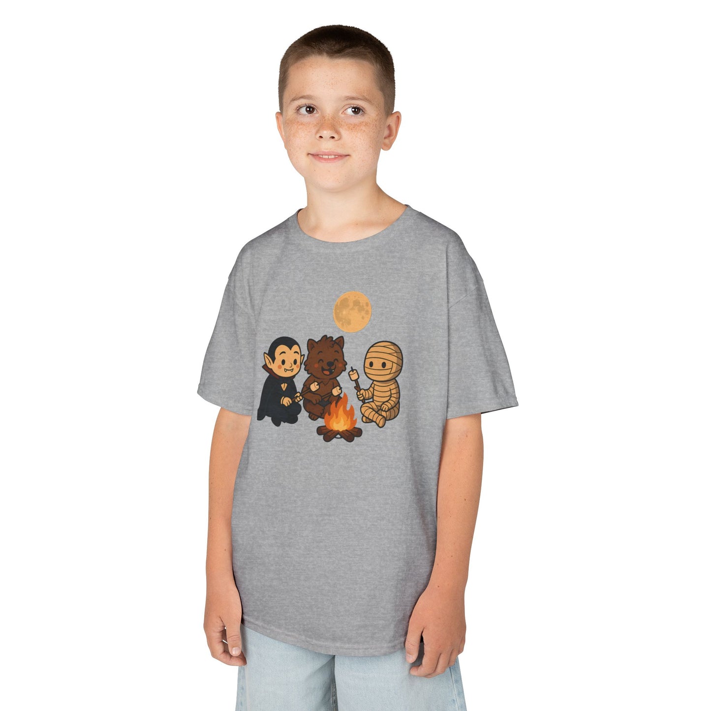 Kids Halloween Monsters Campfire T-Shirt – Cute Spooky Tee