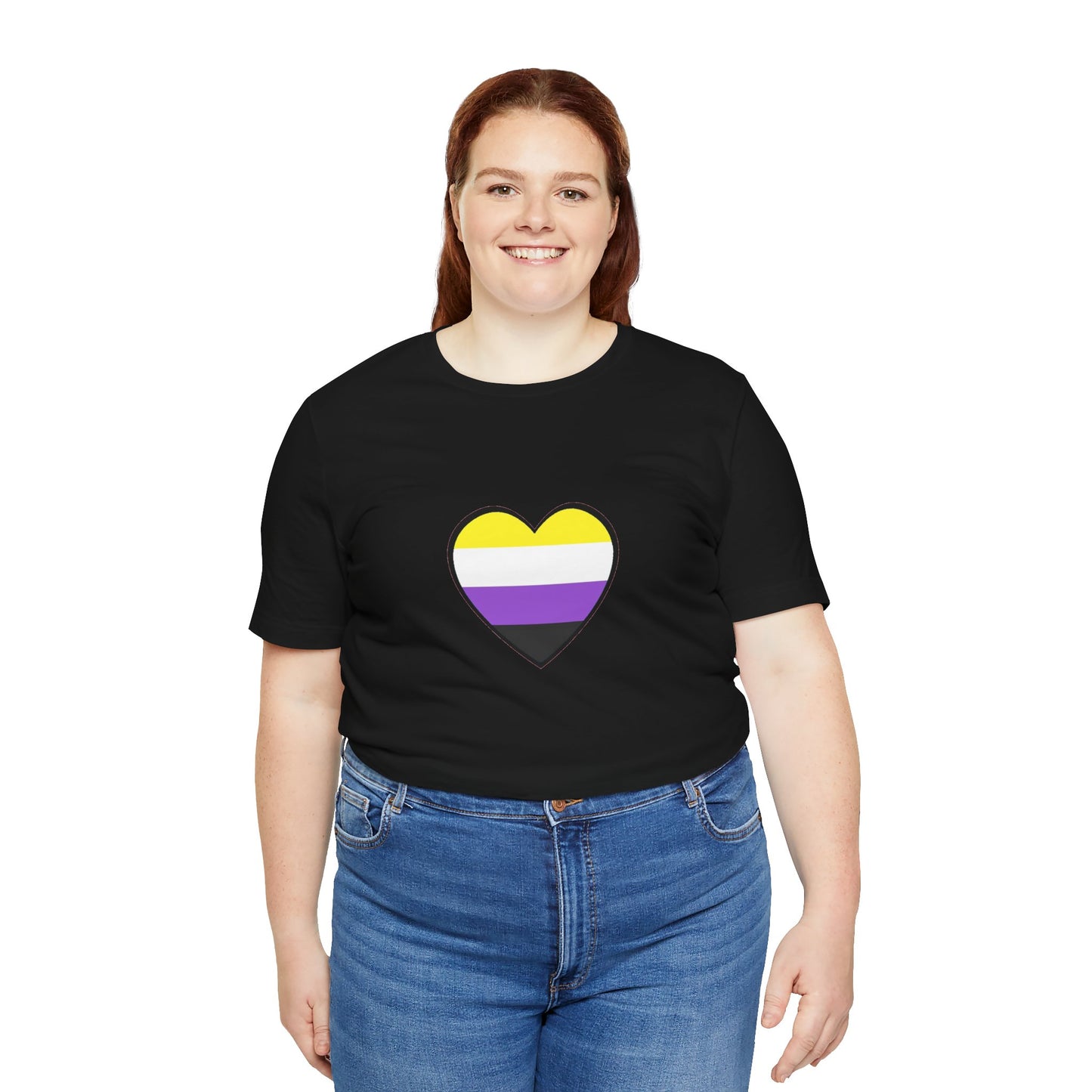 Nonbinary Pride Flag Heart T-Shirt – Unisex LGBTQ+ Graphic Tee