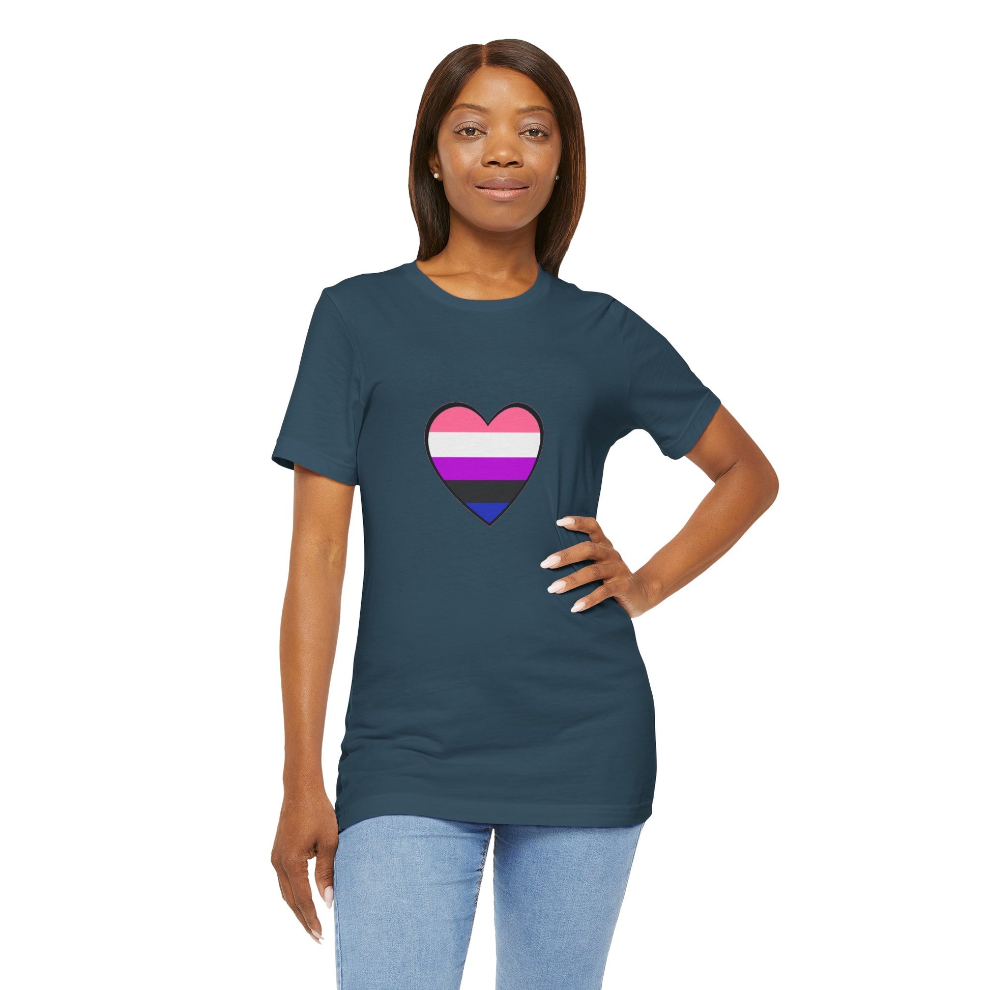 Genderfluid Pride Heart T-Shirt – Bold LGBTQIA+ Flag Tee - WhimSpin - https://whimspin.com