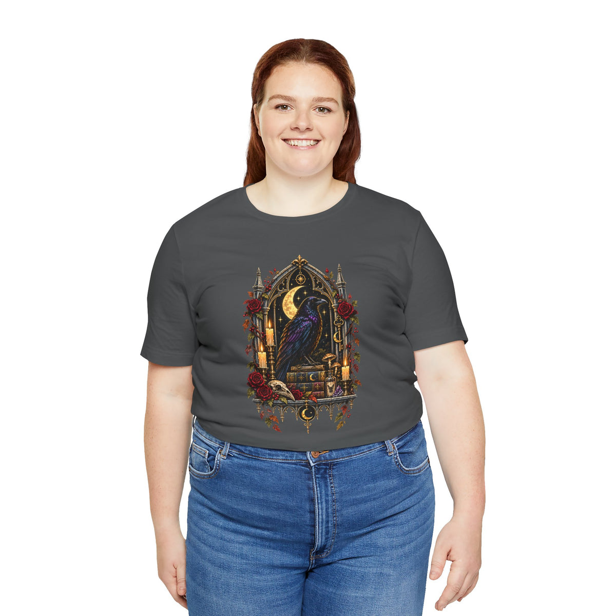 Raven’s Reliquary Tee – Gothic Moonlit Raven T-shirt
