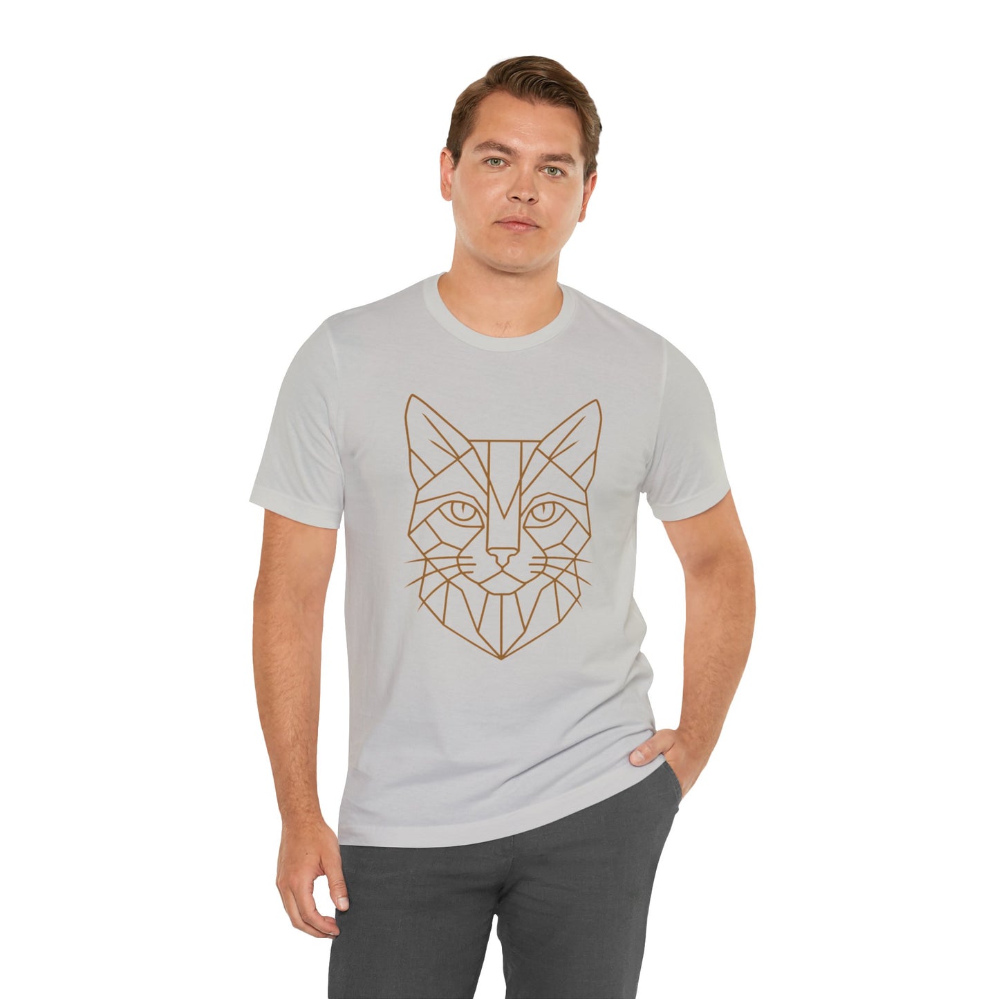 Geometric Cat T-Shirt – Minimalist Line Art Tee
