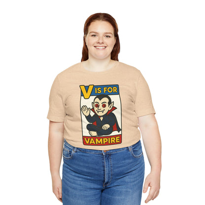 V is for Vampire T-Shirt – Funny Halloween Legend Alphabet Tee