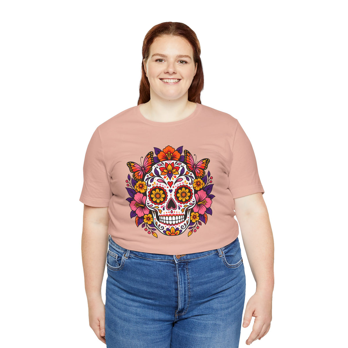 Floral Sugar Skull T-Shirt – Colorful Día de los Muertos Inspired Tee