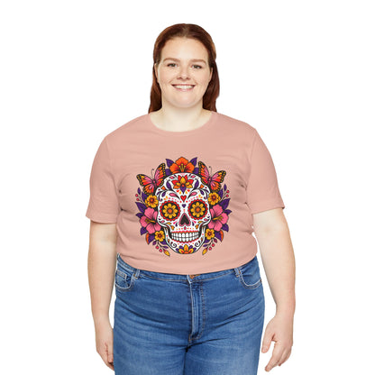 Floral Sugar Skull T-Shirt – Colorful Día de los Muertos Inspired Tee