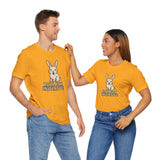 Pair of orange T-shirts showing bunny graphic and 