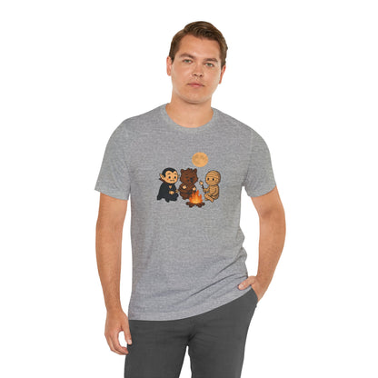 Halloween Monsters Campfire T-Shirt – Cute Monster Shirt with Roasting Marshmallows