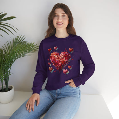 Impressionistic Heart Sweatshirt – Painterly Valentine's Day Art Pullover